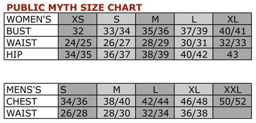 Activewear SIze Chart