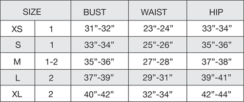 Activewear SIze Chart